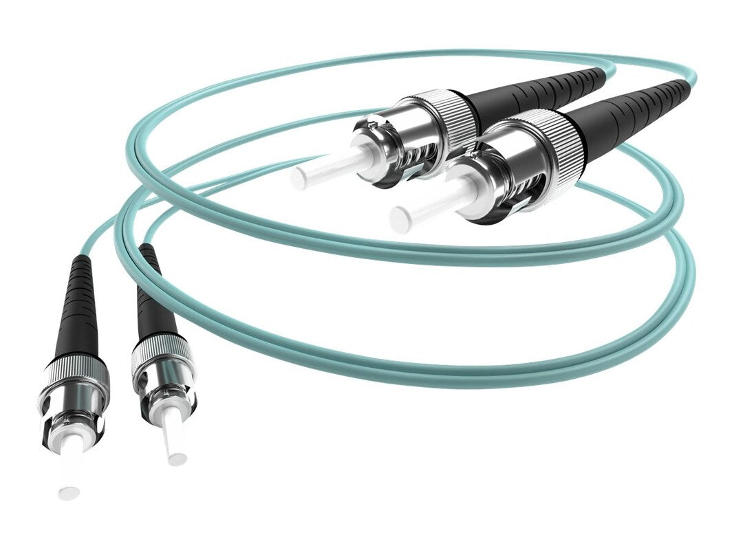 10 Meter St-St Om3 10Gig Fiber Optic Cable, Aqua, Ofnr, 50/125 Micron, Multimode