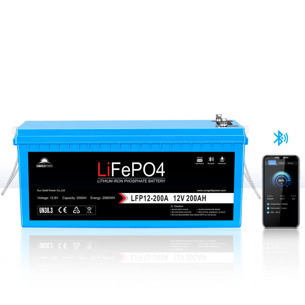 12V 100Ah/ 200Ah LiFePo4 Deep Cycle Lithium Battery Bluetooth / Self-Heating / IP65