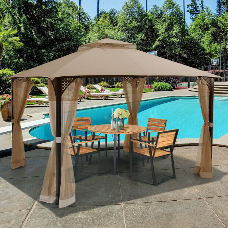 12x10 Feet Outdoor Gazebo With Netting For Patio Use