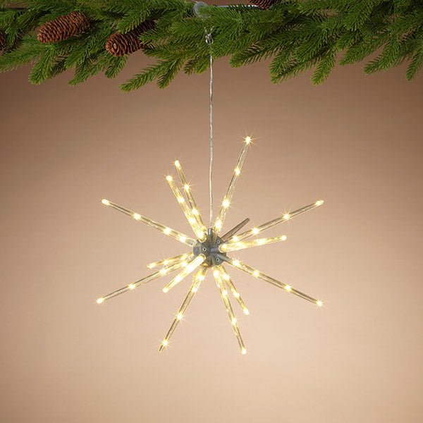 14 Inch Lighted Star Burst Ornament - Warm White