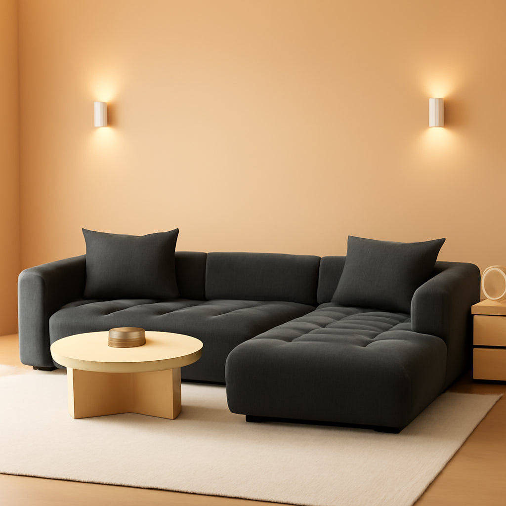 144 Inch Cloud Sectional Sofa With Ottoman In Gray