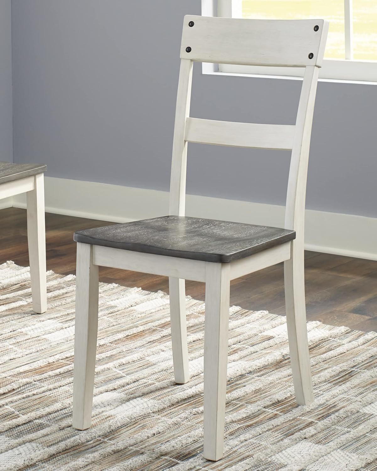 18 Inch Farmhouse Dining Chair White And Brown Set Of 2