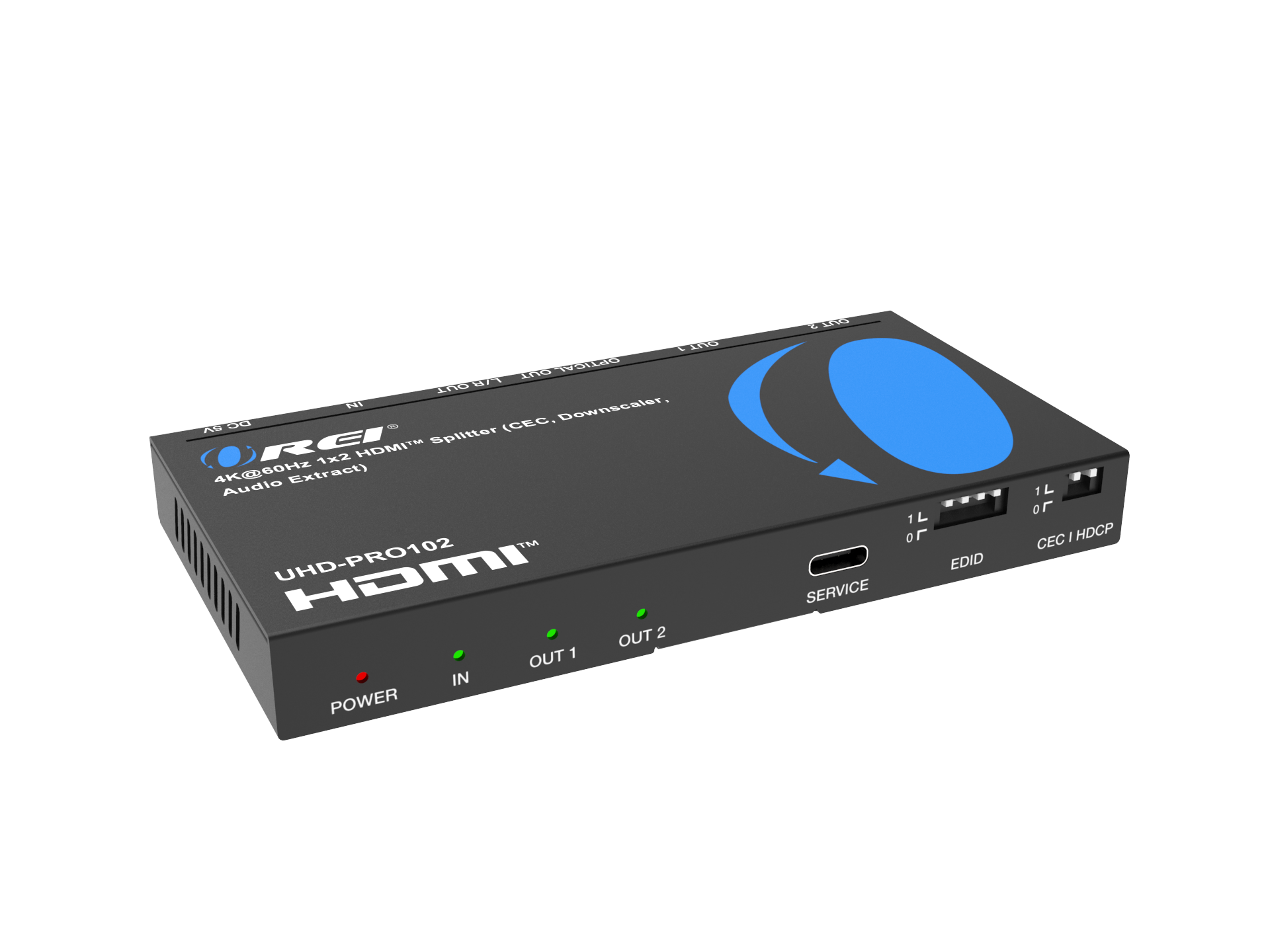 1x2 HDMI Splitter: 1-in 2-out, UltraHD 4K, Downscale, EDID (UHD-PRO102)