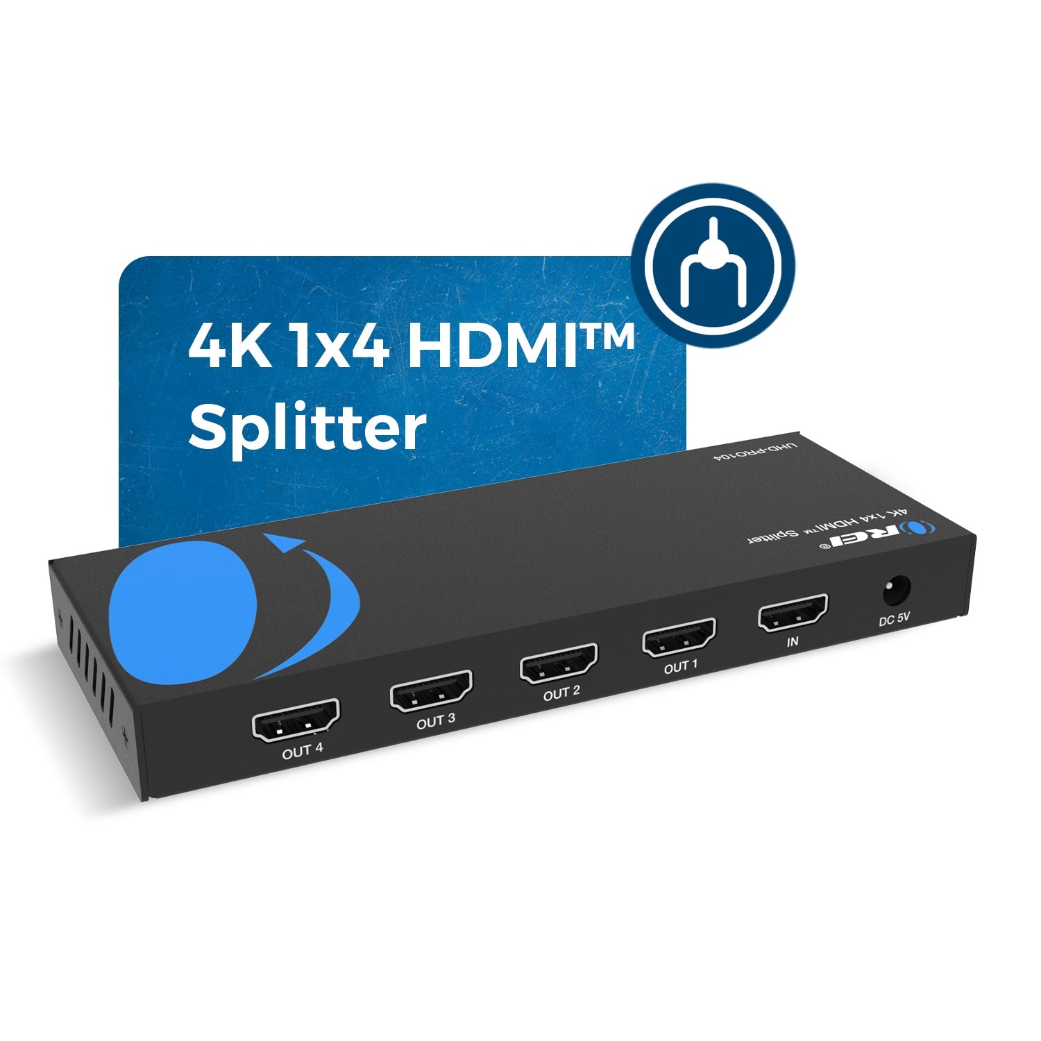 1x4 HDMI Splitter: 1-in 4-out, UltraHD 4K, Auto-Downscale, EDID (UHD-PRO104)