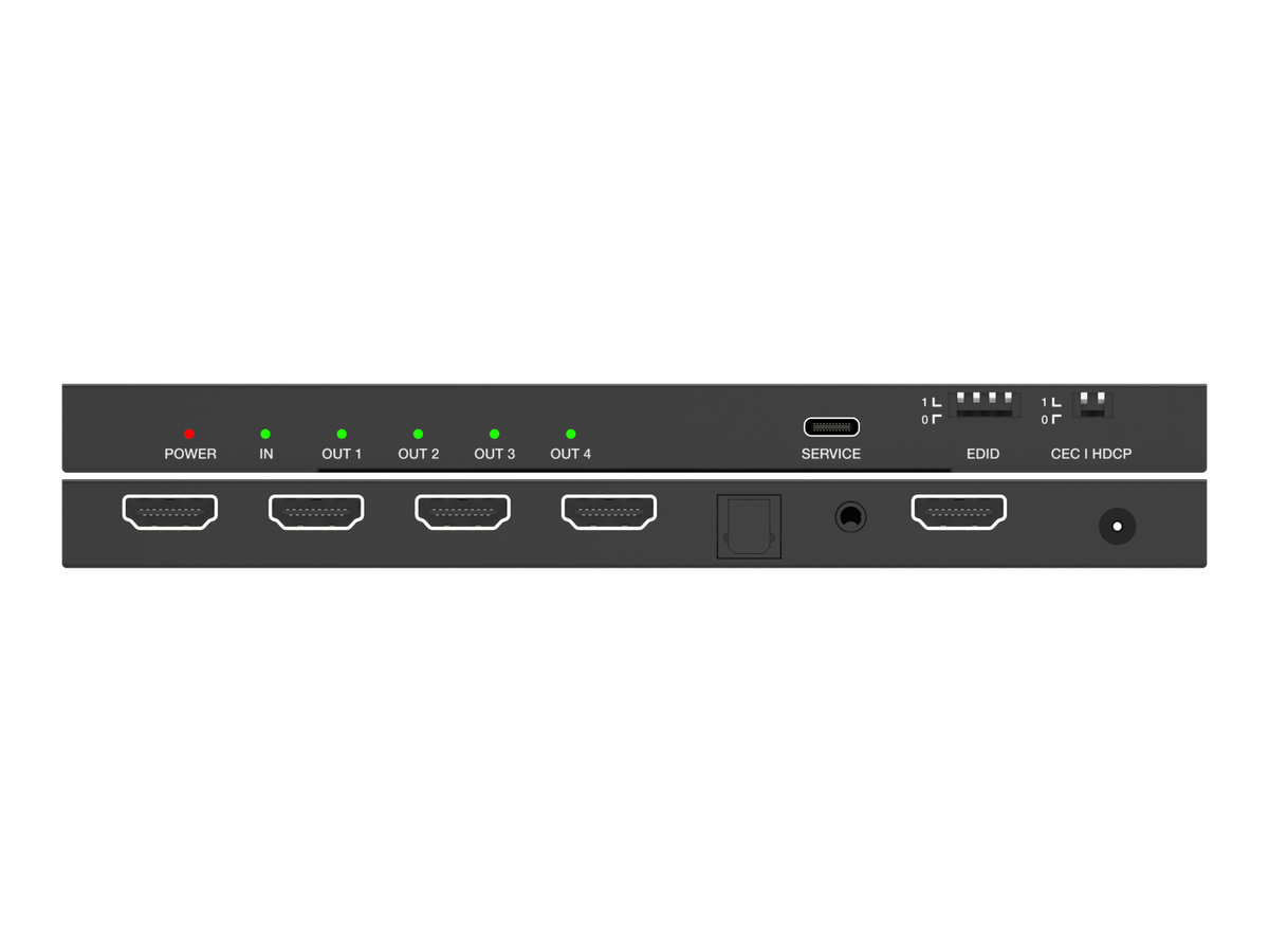 1x4 HDMI Splitter: 1-in 4-out, UltraHD 4K, Auto-Downscale, EDID (UHD-PRO104)