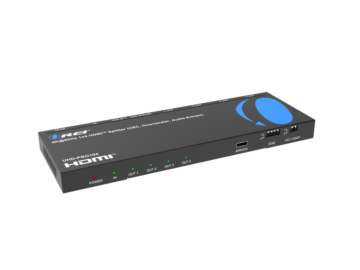1x4 HDMI Splitter: 1-in 4-out, UltraHD 4K, Auto-Downscale, EDID (UHD-PRO104)