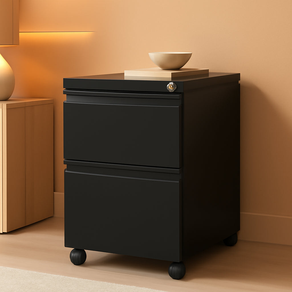 2 Drawer File Cabinet On Wheels For Home Office Under Desk With Lock Vertical Letter Legal A4 Files Fully Assembled