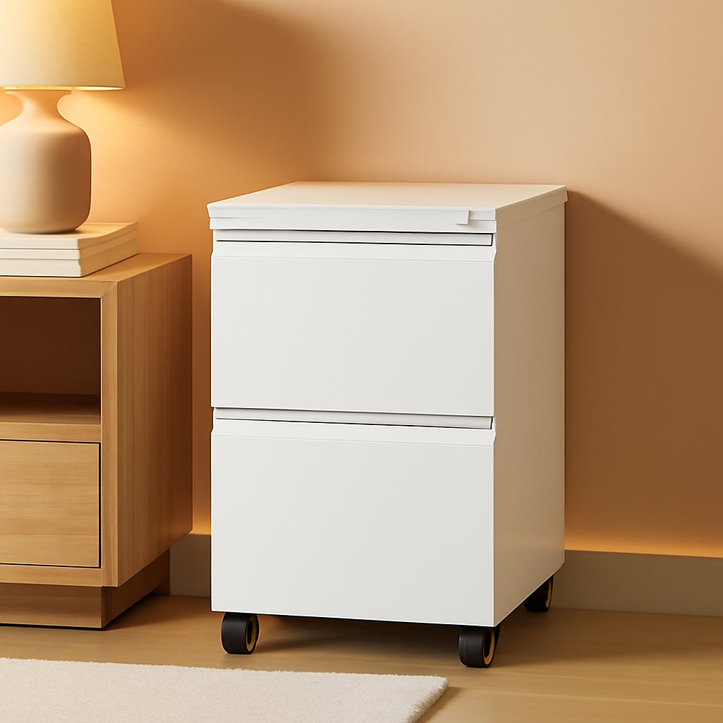 2 Drawer File Cabinet With Lock On Wheels For Under Desk Storage Of Legal Letter And A4 Files Fully Assembled