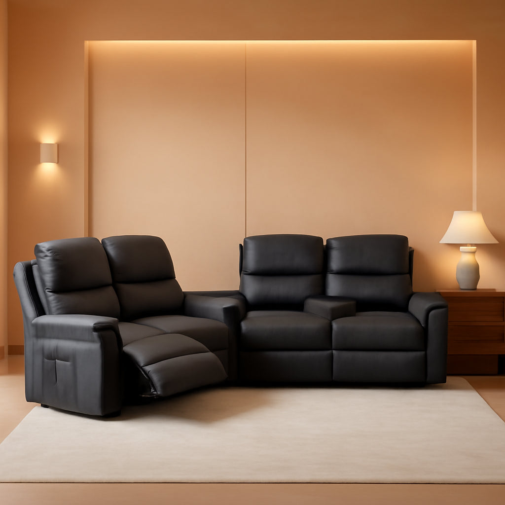 2 Piece Manual Recliner Sofa And Loveseat Set With Console And Cup Holders For Living Room