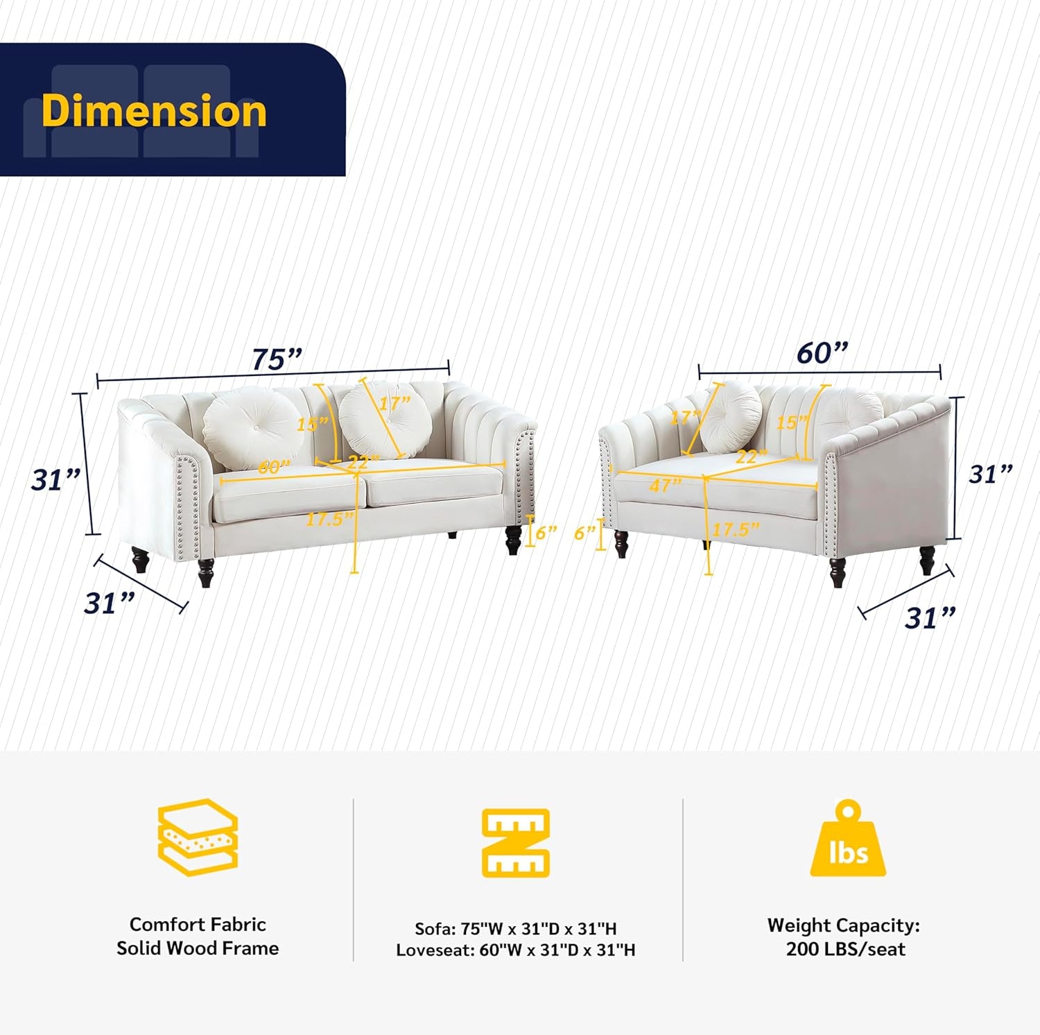 2 Piece Modern Living Room Set