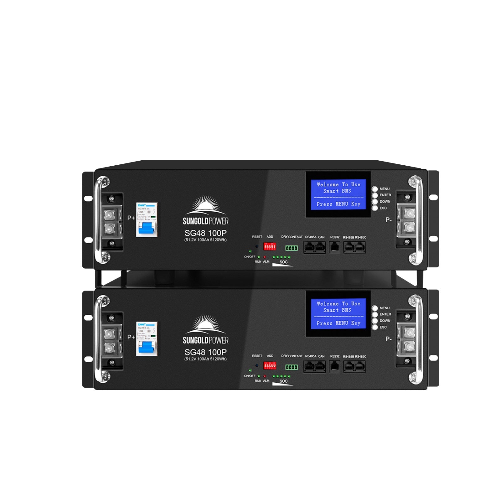 2 X 48V 100AH Server Rack LiFePO4 Lithium Battery SG48100P UL1973 UL9540A