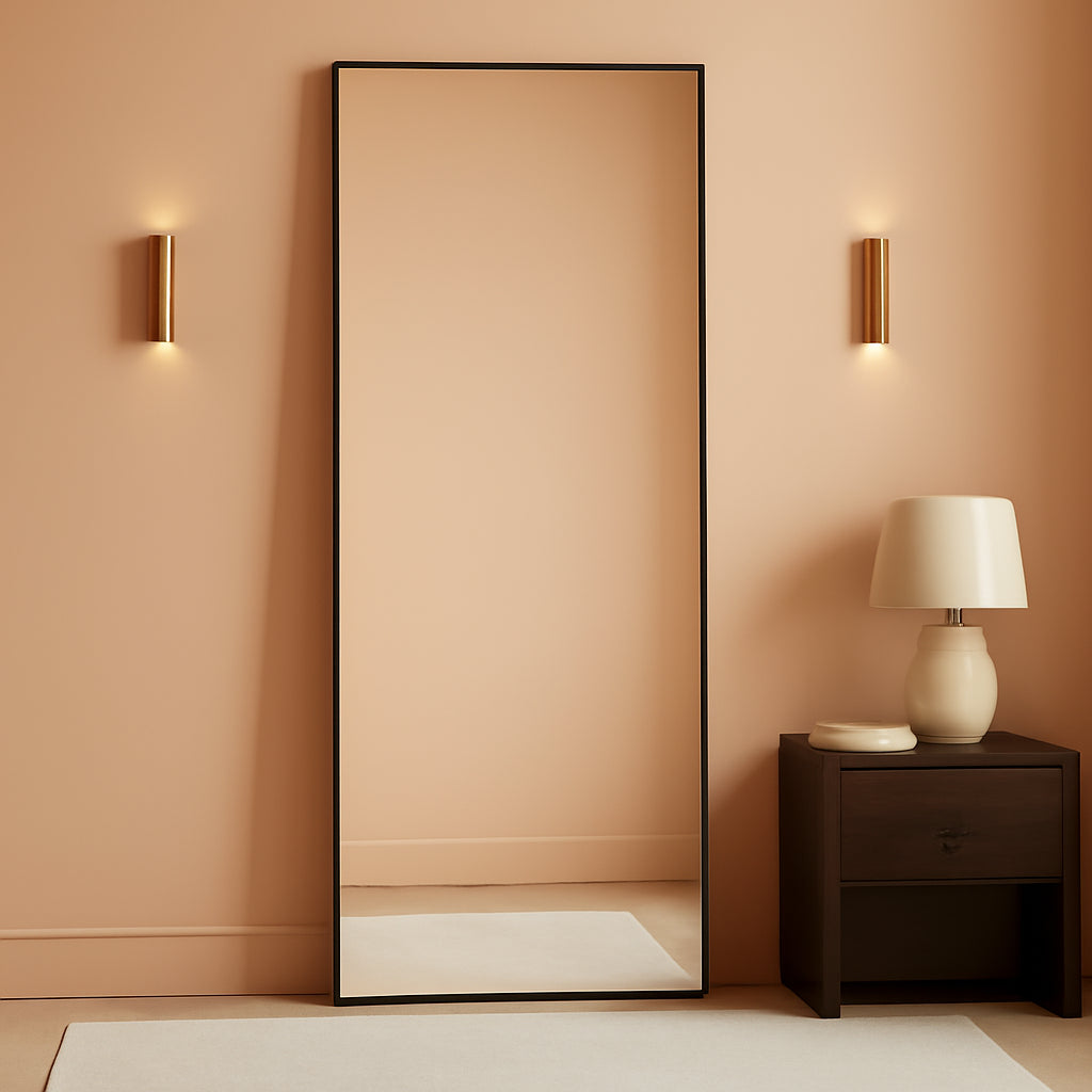 21x56 Inch Full Length Mirror With Black Aluminum Frame
