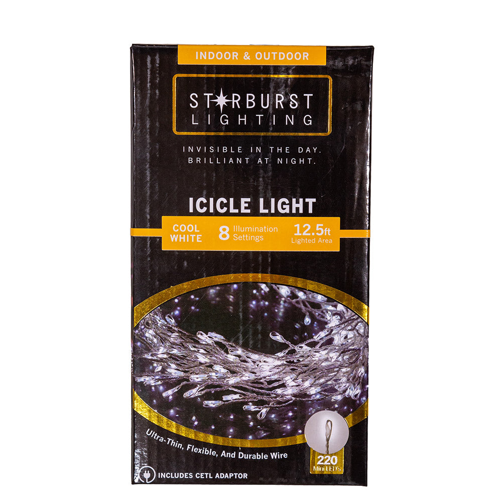 220-Light Starburst Cool White LED Icicle Light Set