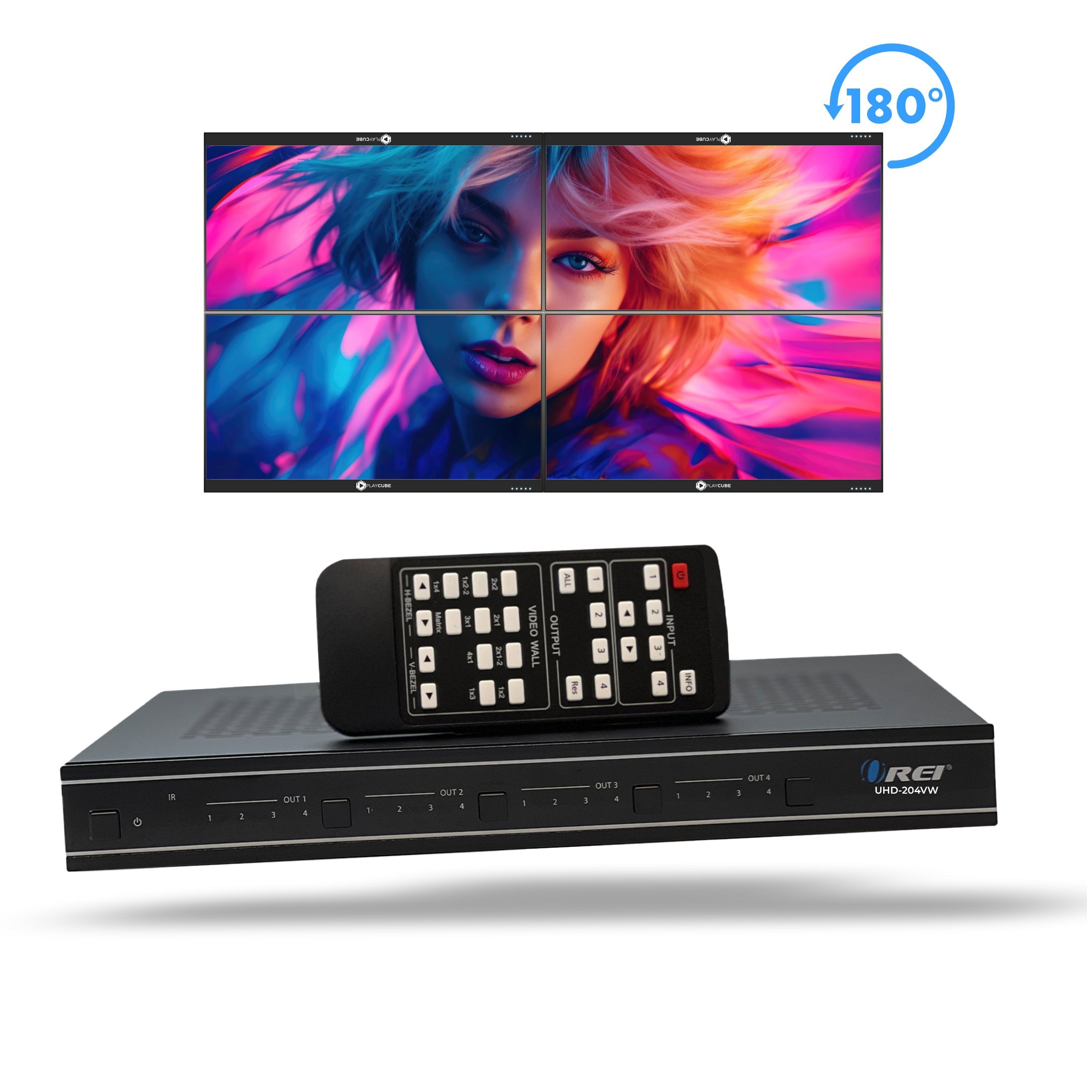 2x4 Video Wall Controller with 180 degree rotation (UHD-204VW)