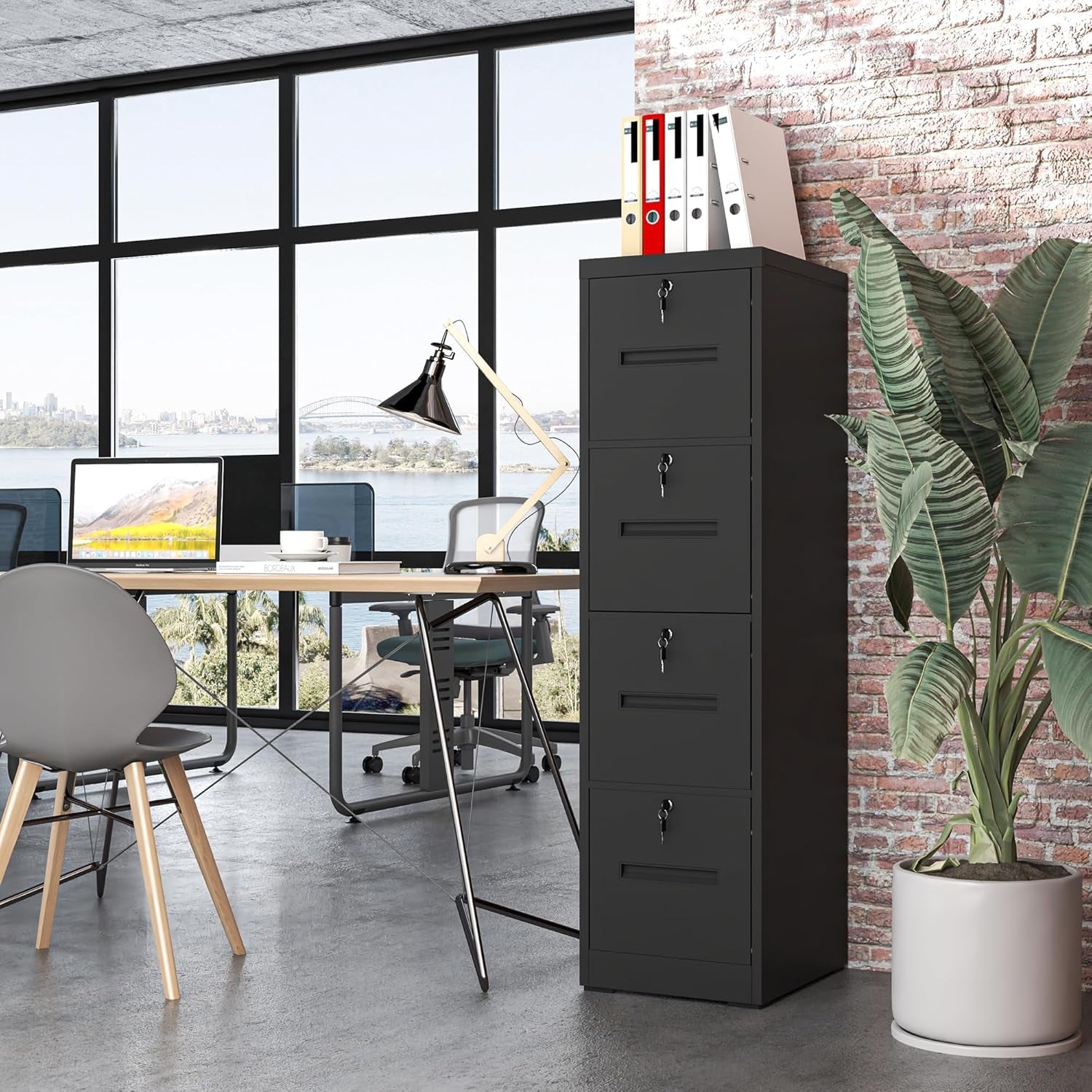 4 Drawer Lockable File Cabinet For A4 Letter Legal Files