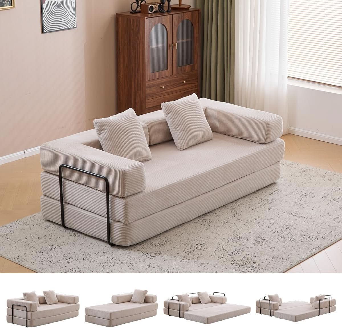 4 In 1 Convertible Folding Sleeper Sofa Bed