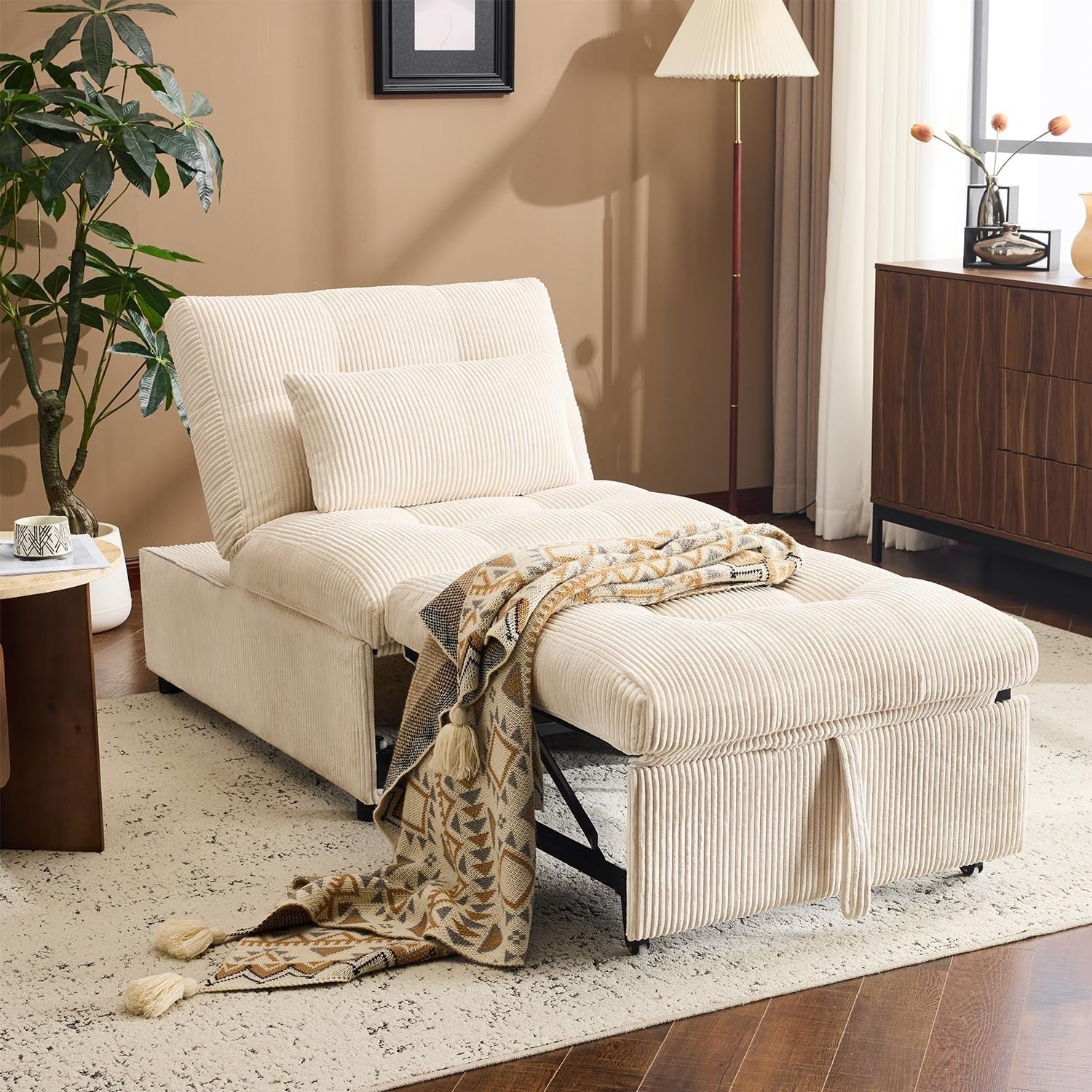 4 In 1 Convertible Sleeper Chair Bed With Pocket