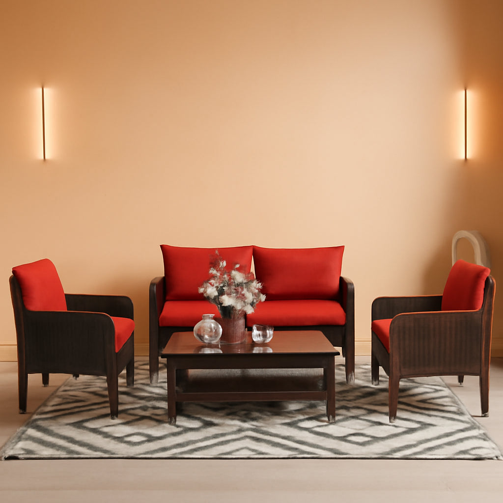 4 Piece Patio Rattan Sofa Set With Cushions Coffee Table