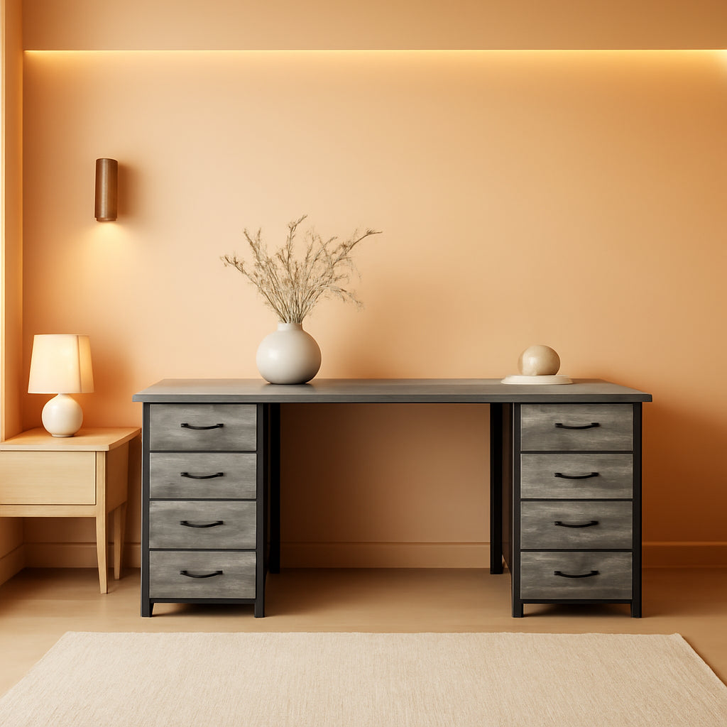 47-Inch Computer Desk With 8 Drawers For Home Office