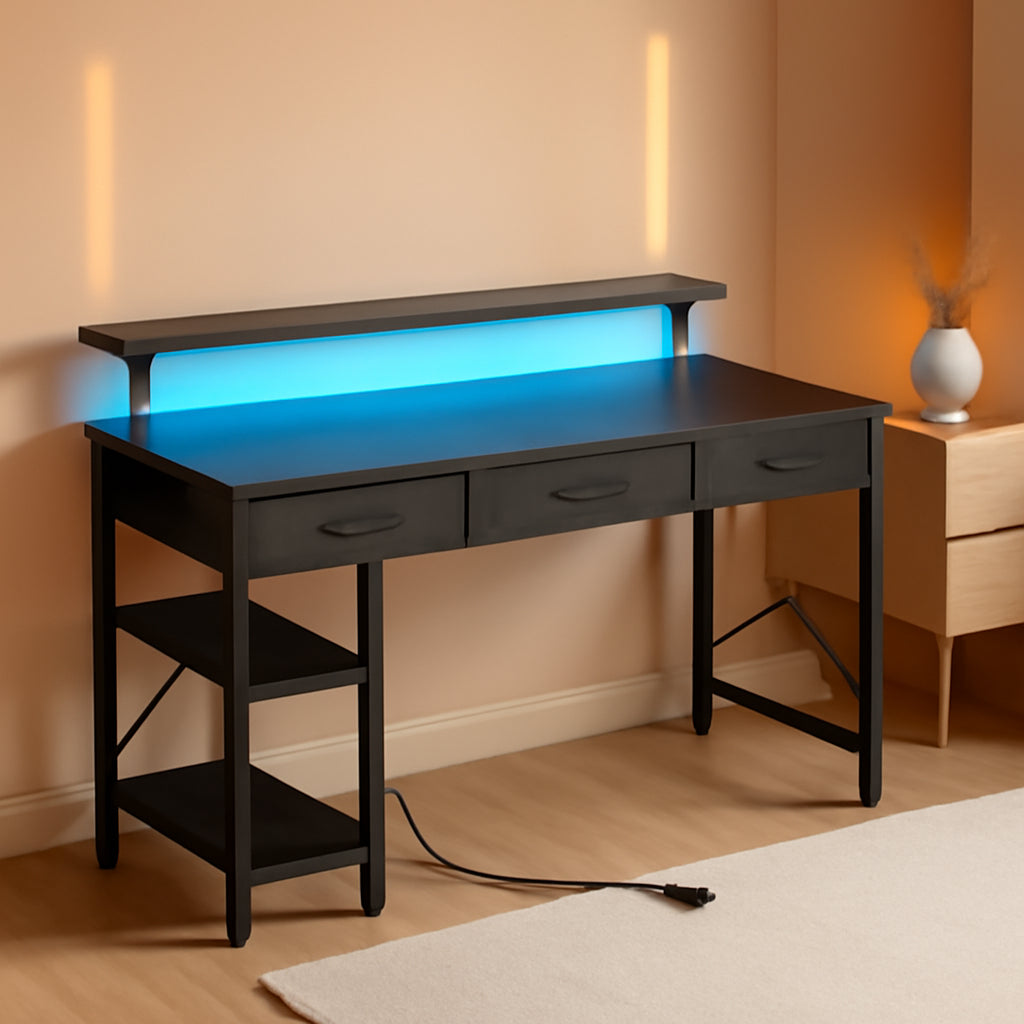 47 Inch Computer Desk With Power Outlets For Home Office