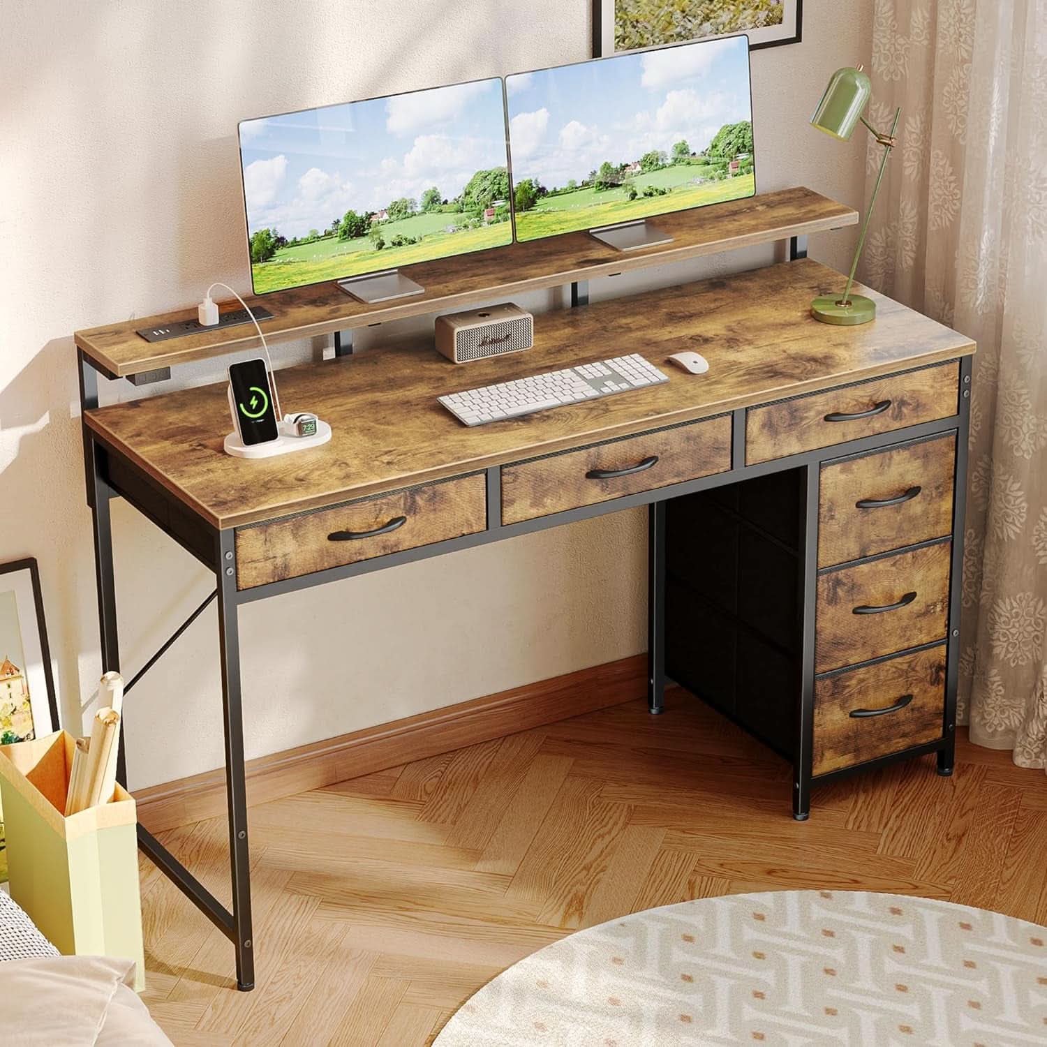 47Inch Gaming Desk With Led Lights For Home Office