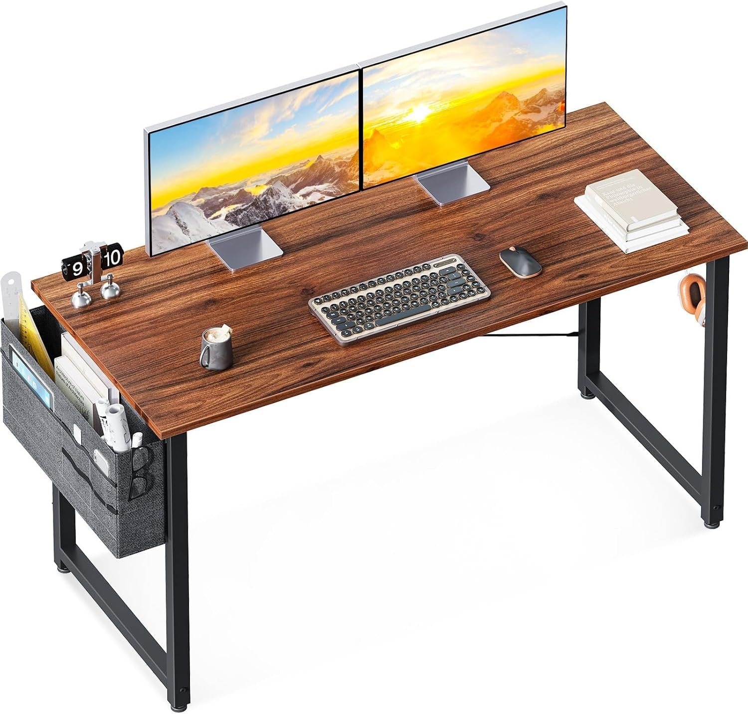 48 Inch Brown Gaming Desk With Storage And Headphone Hook