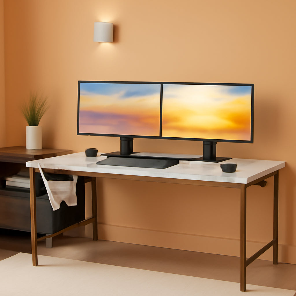 48 Inch Computer Desk White Marble Gold Leg With Storage