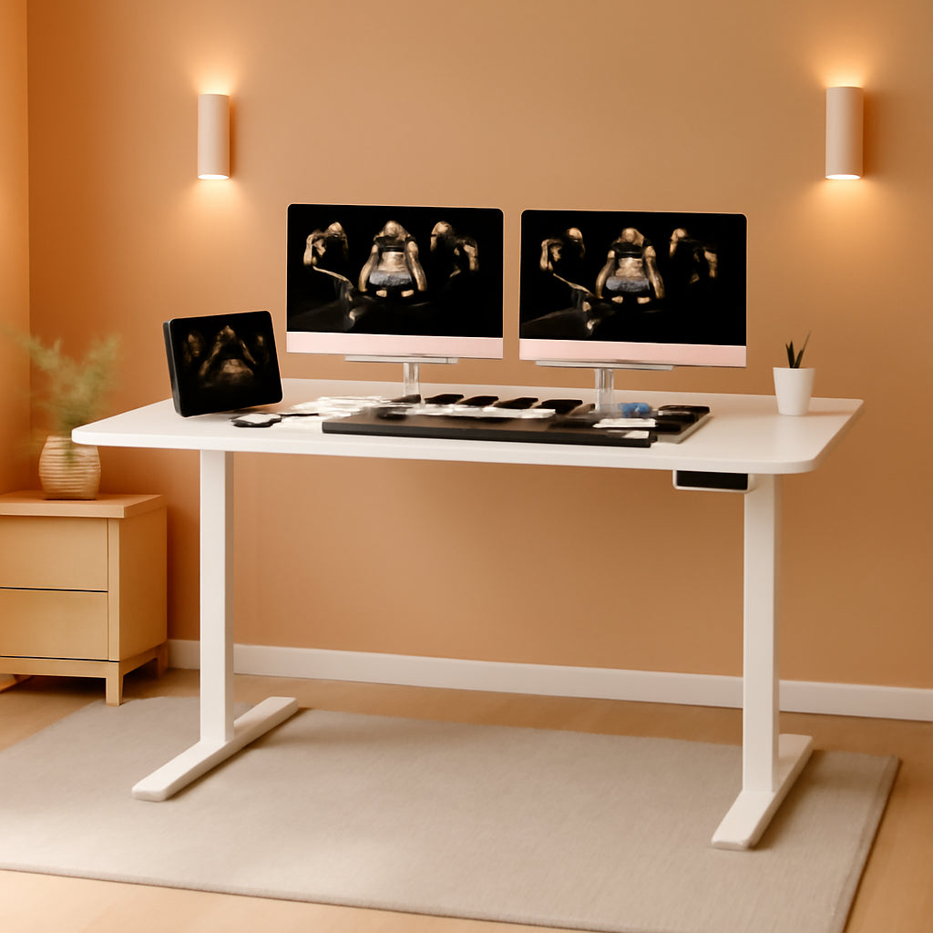 48-Inch White Electric Standing Desk With One-Piece Desktop