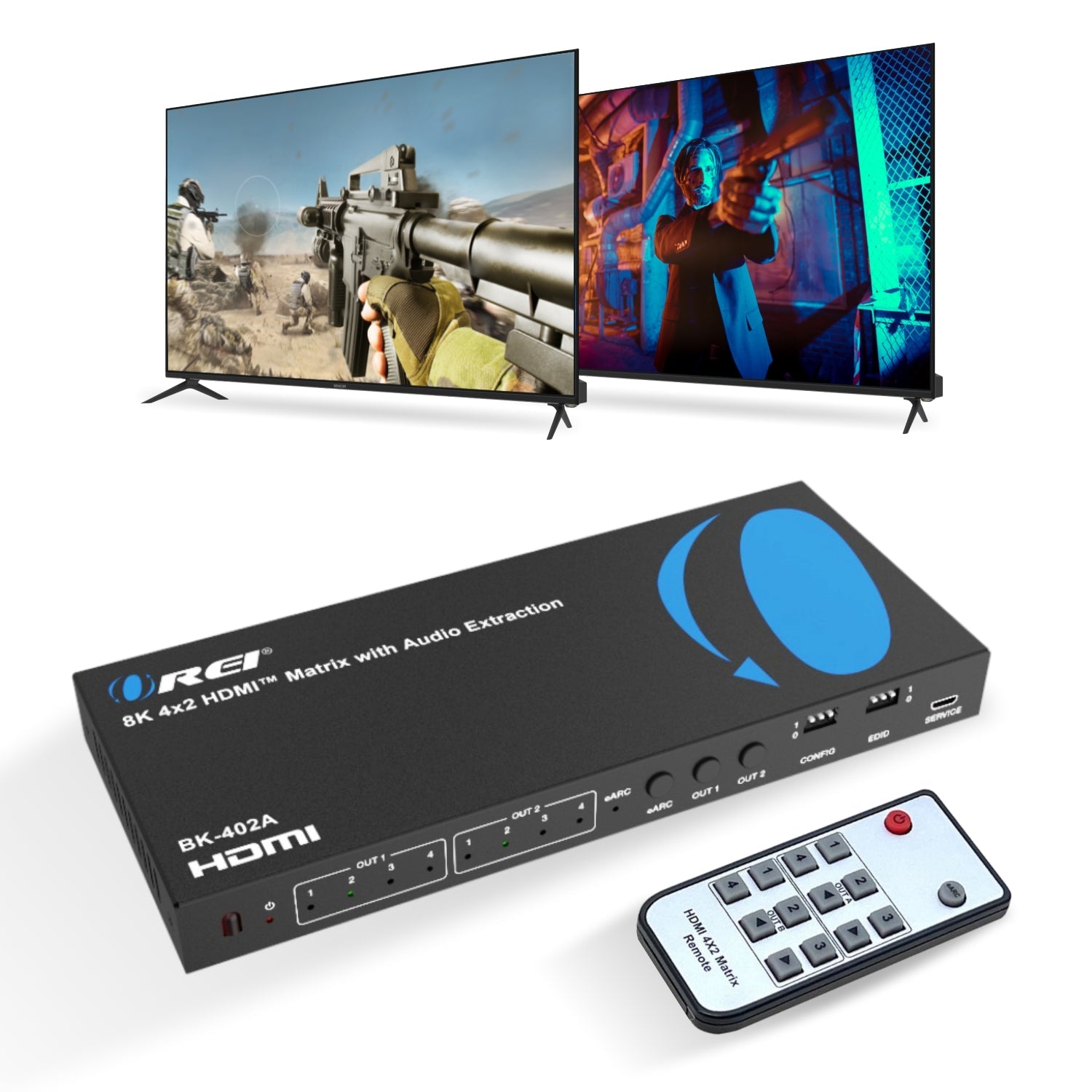 4x2 HDMI Matrix with Audio Extraction (BK-402A)