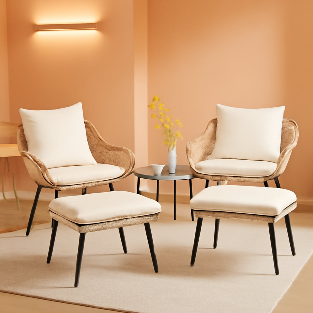 5 Piece Patio Conversation Set Outdoor Wicker With Ottoman