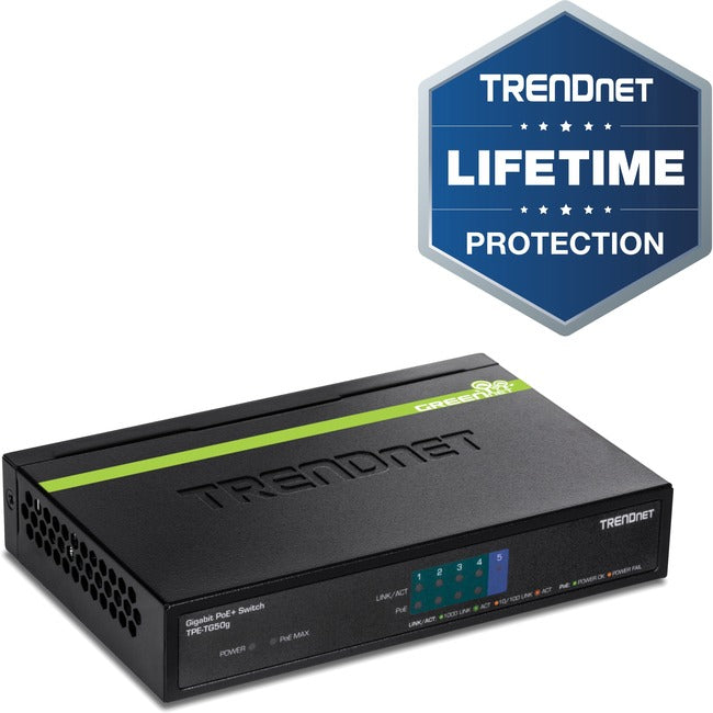 5-Port Gigabit PoE Switch - Power Over Ethernet Business Solutions | TRENDnet TPE-TG50g