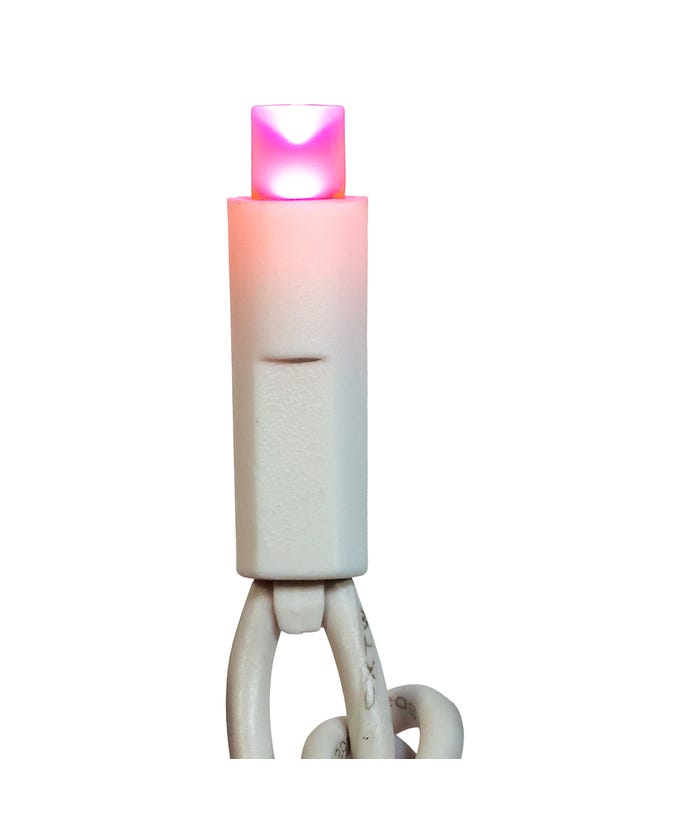 50-Light 5mm Pink Frosted LED White Wire Light Set
