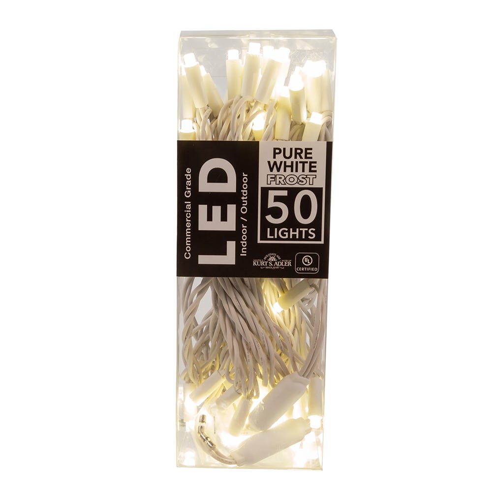 50-Light Pure White Frosted LED White Wire Light Set
