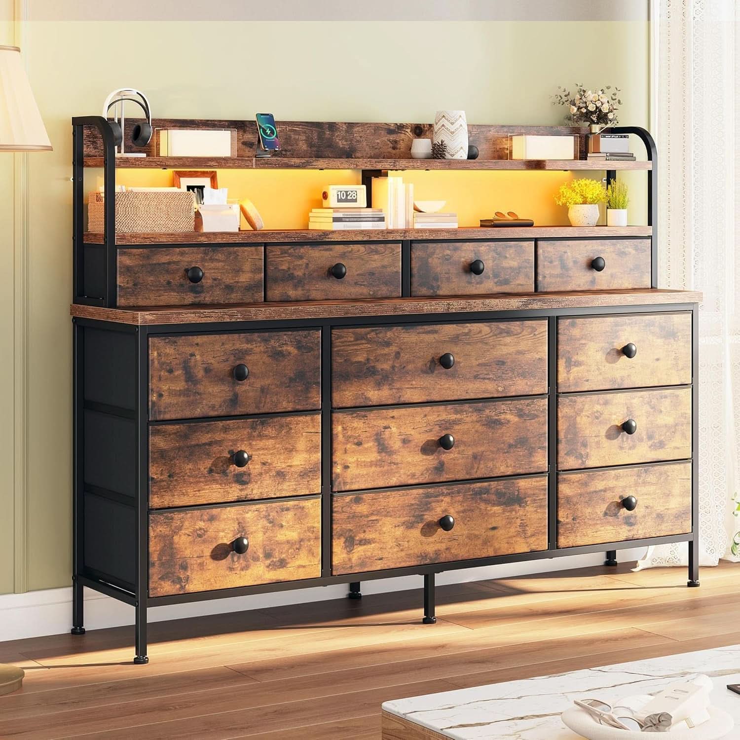 51 Inch Wide LED Dresser For Bedroom Organization Solutions