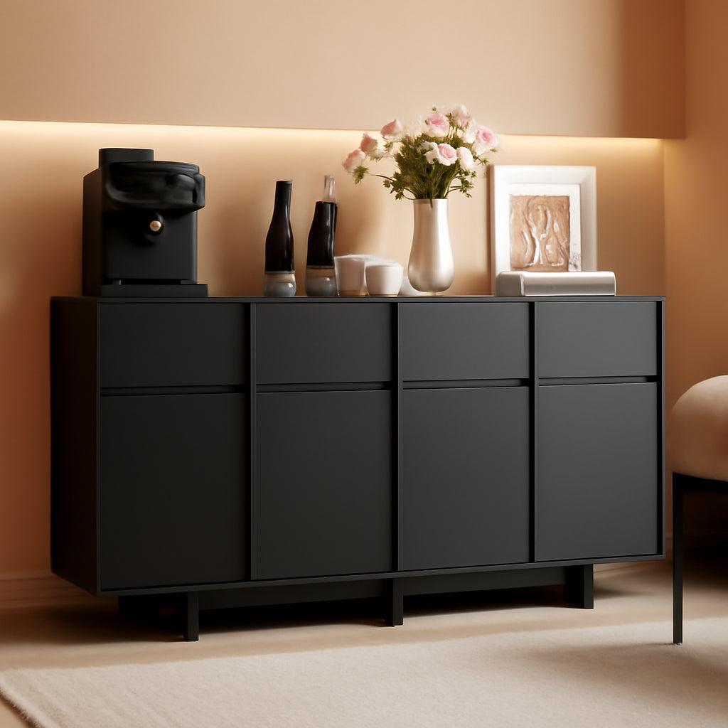 55 Inch Black Sideboard Buffet Cabinet With Drawers