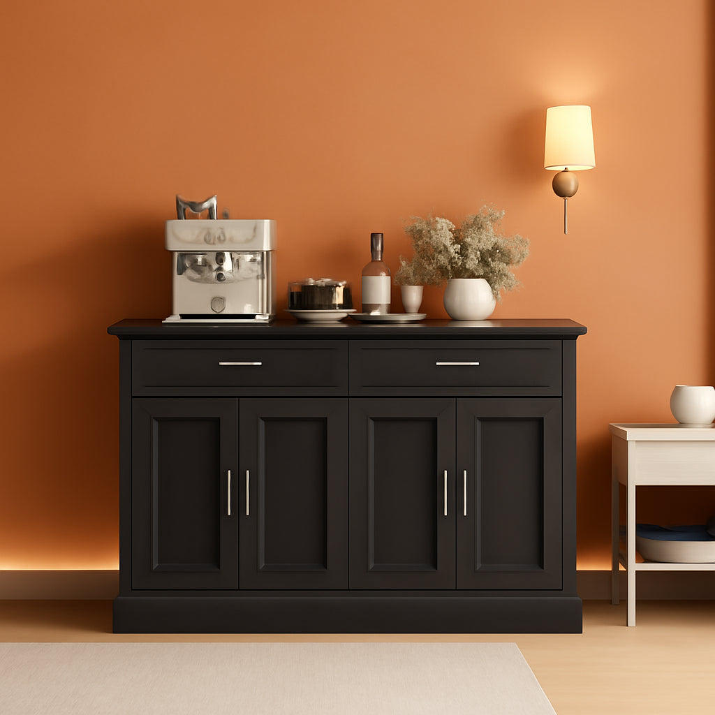 55.1 Inch White Sideboard Buffet Cabinet For Kitchen And Dining