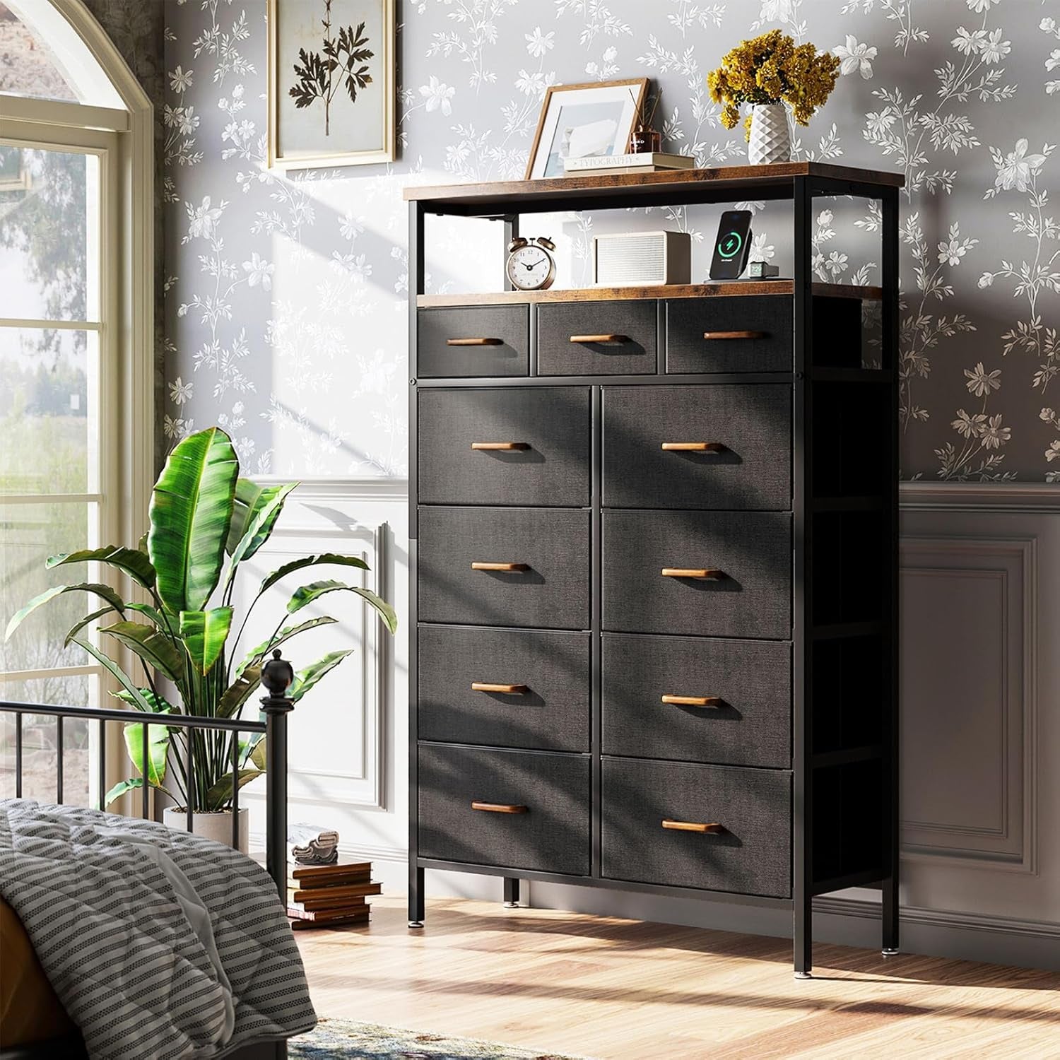 59 Inch Tall Dresser With Integrated Charging Station