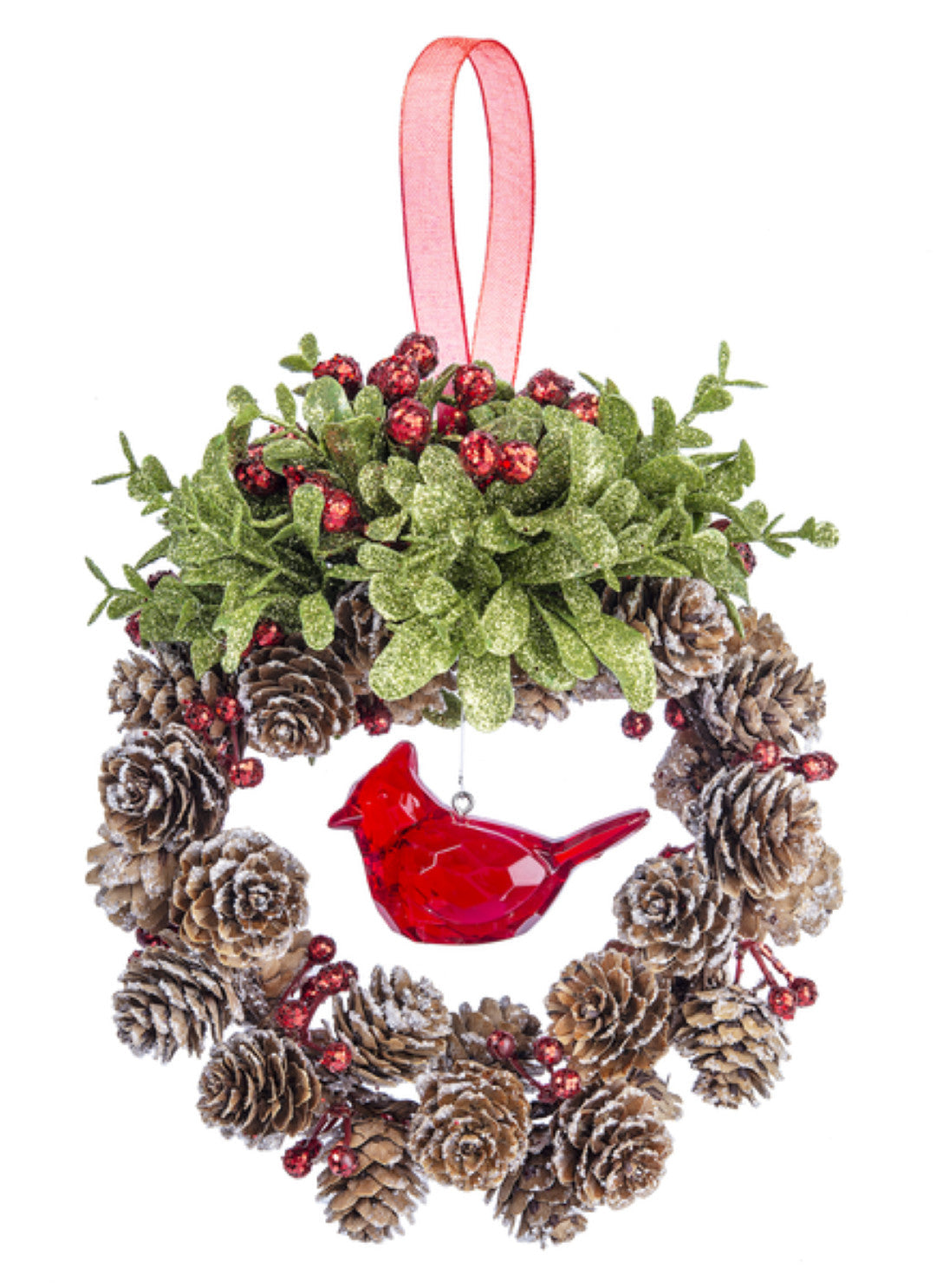 6 Inch Pinecone Cardinal Wreath