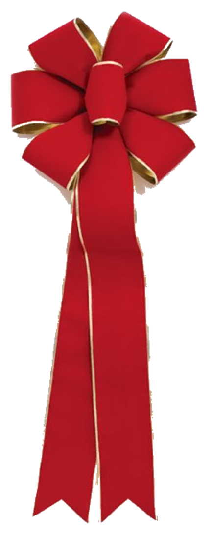 6 Loop 17 Inch Deep Red Velvet and Gold Bow
