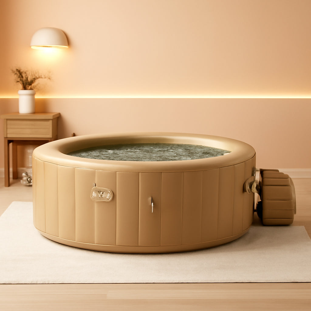 6 Person Inflatable Hot Tub With LED Lights And Headrests