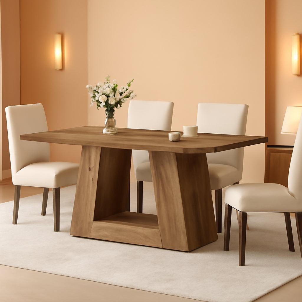 63 Inch Faux Marble Dining Table With Modern Leg Design