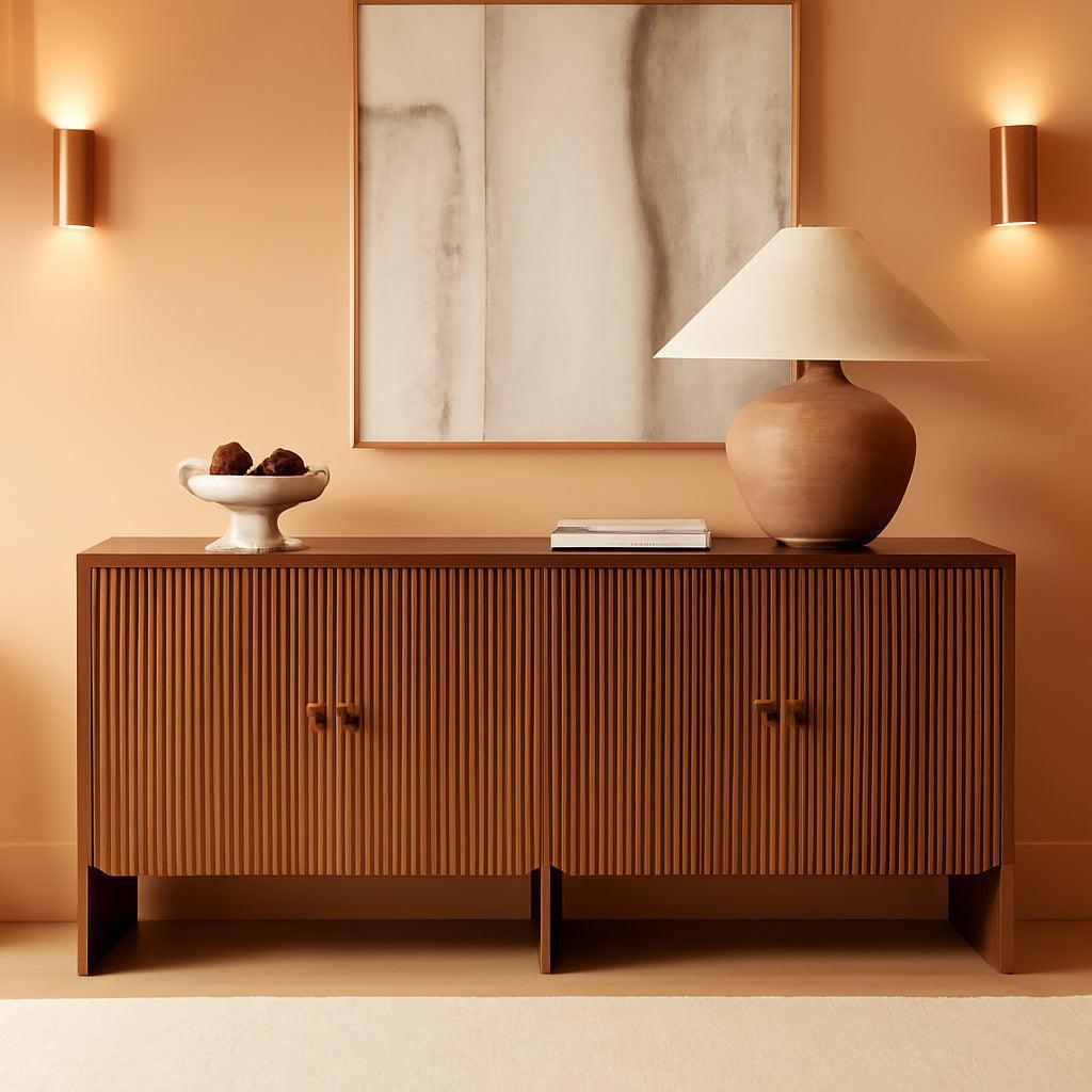 63 Inch Walnut Sideboard With Storage Cabinet Dining Room