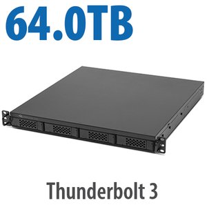 64.0TB (4x4.0TB NVMe + 3x16.0TB HDD) Flex 1U4 4-Bay Rackmount Thunderbolt Storage,