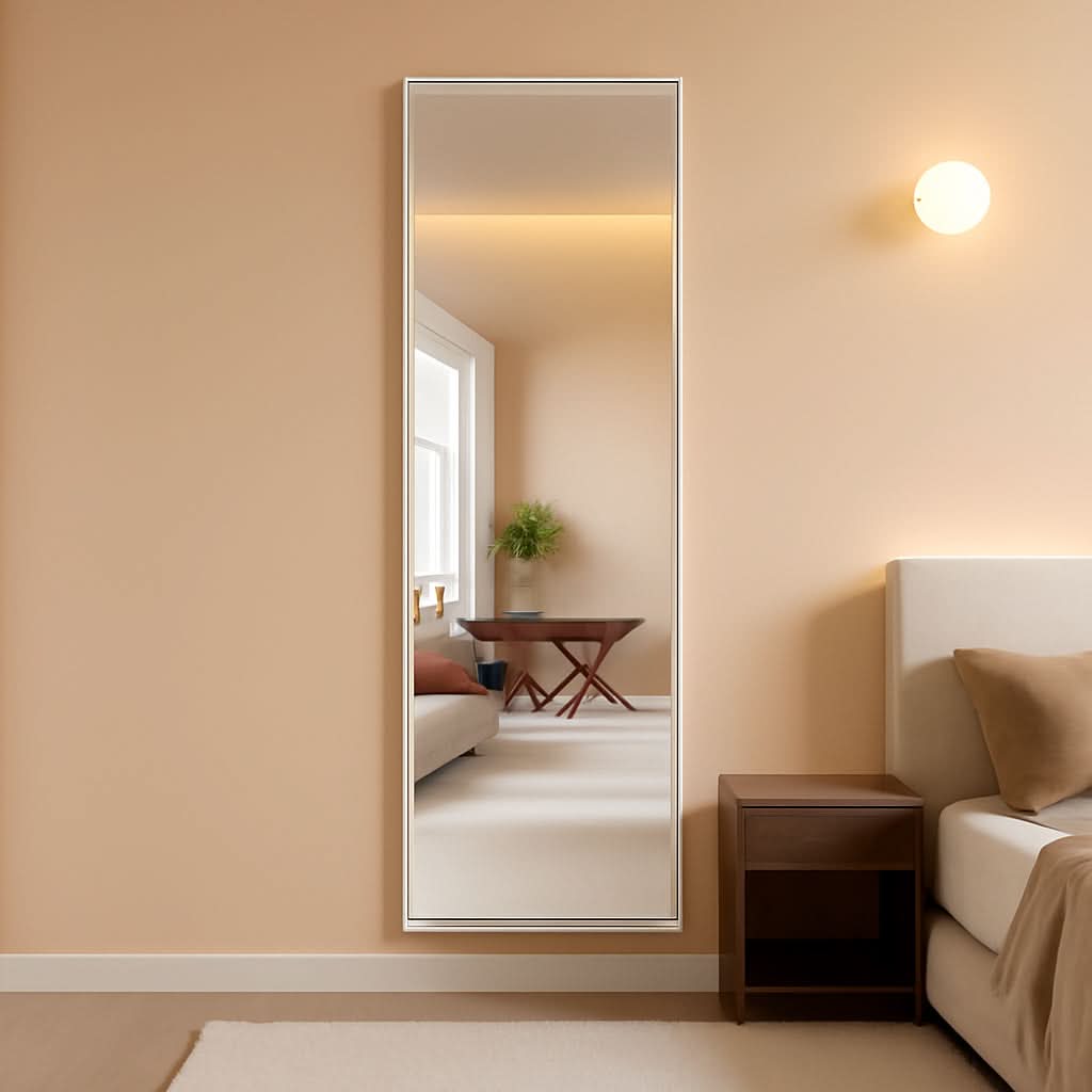 65 By 22 Inch Aluminum Framed Full Length Mirror With Stand