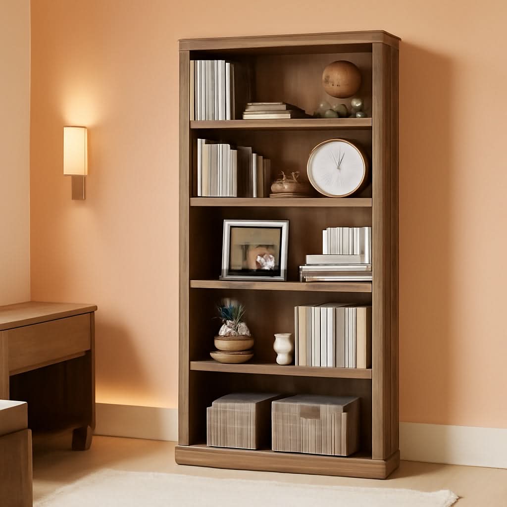 68-Inch Tall 5-Shelf Dark Brown Bookcase for Home Office