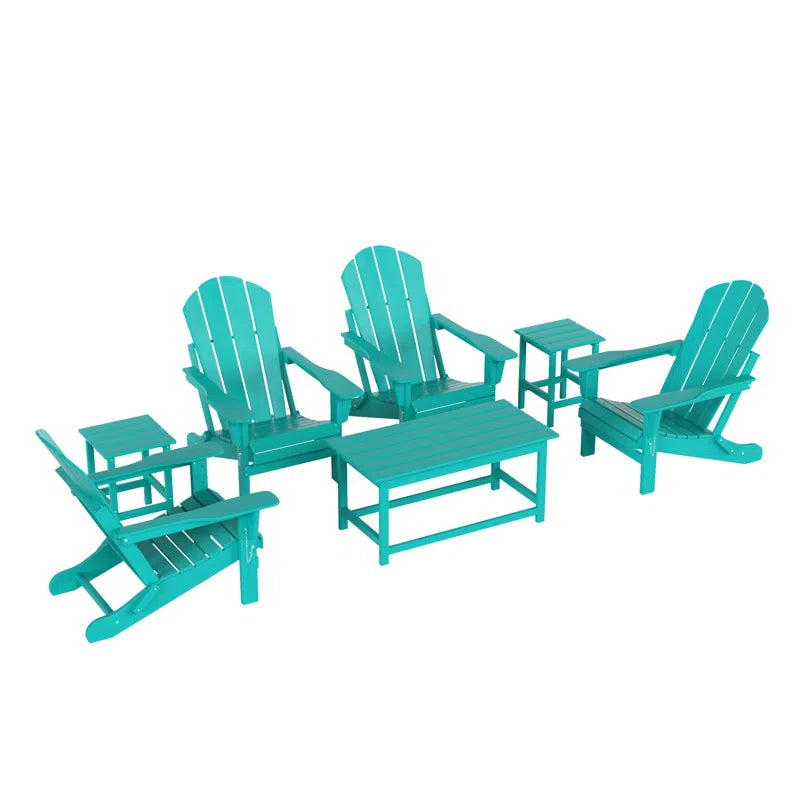 7 Piece Outdoor Patio Adirondack Conversation Set Resin