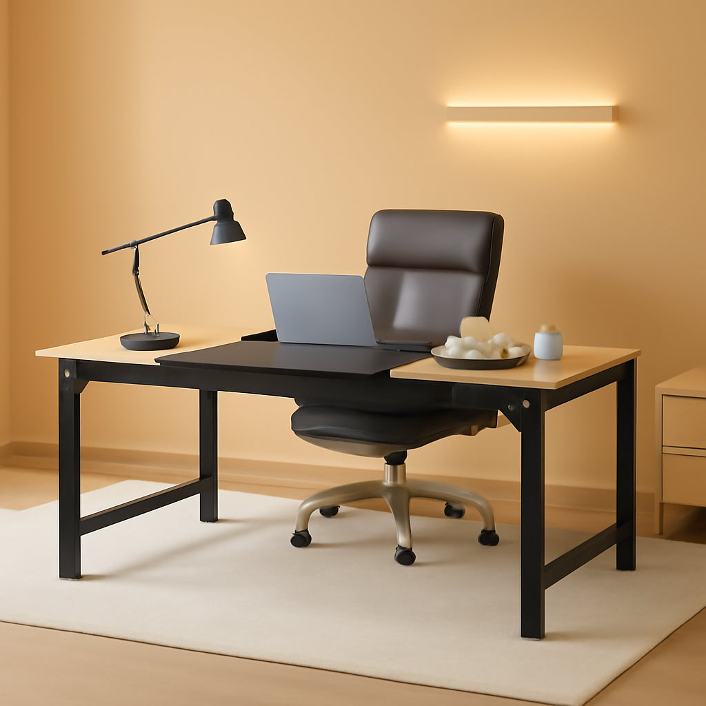 71 Inch Executive Office Desk Vintage Grey Black Large