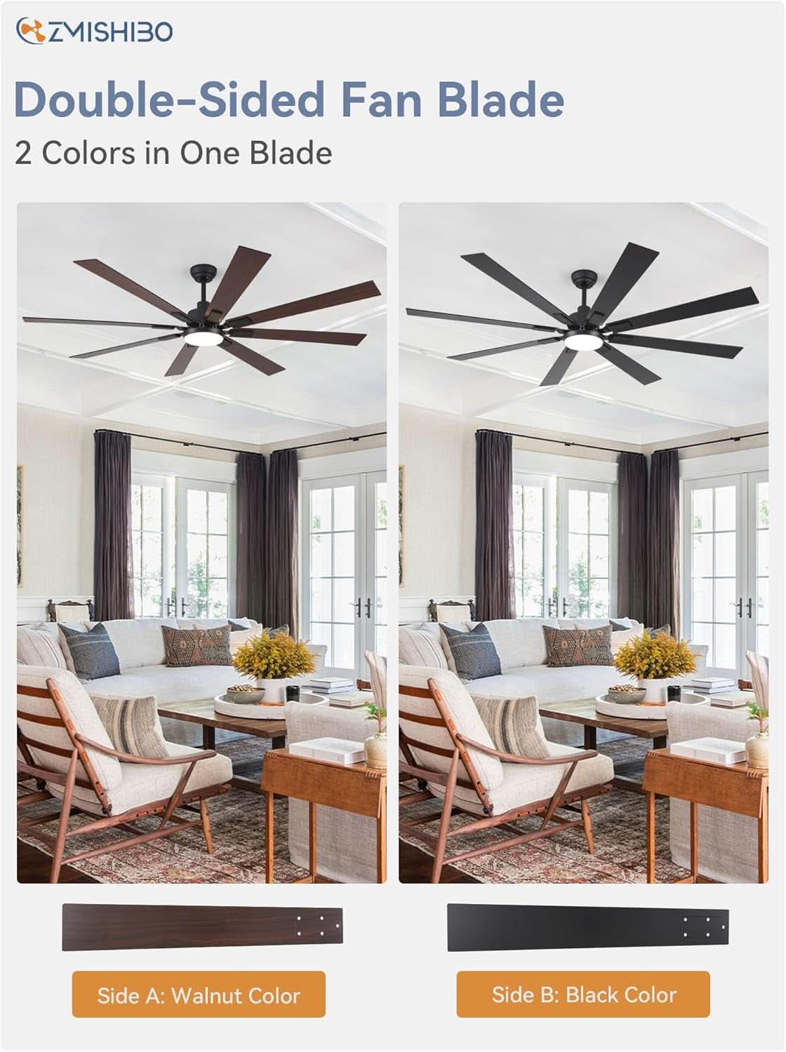 72 Inch Ceiling Fan With Remote For Large Rooms And Patios