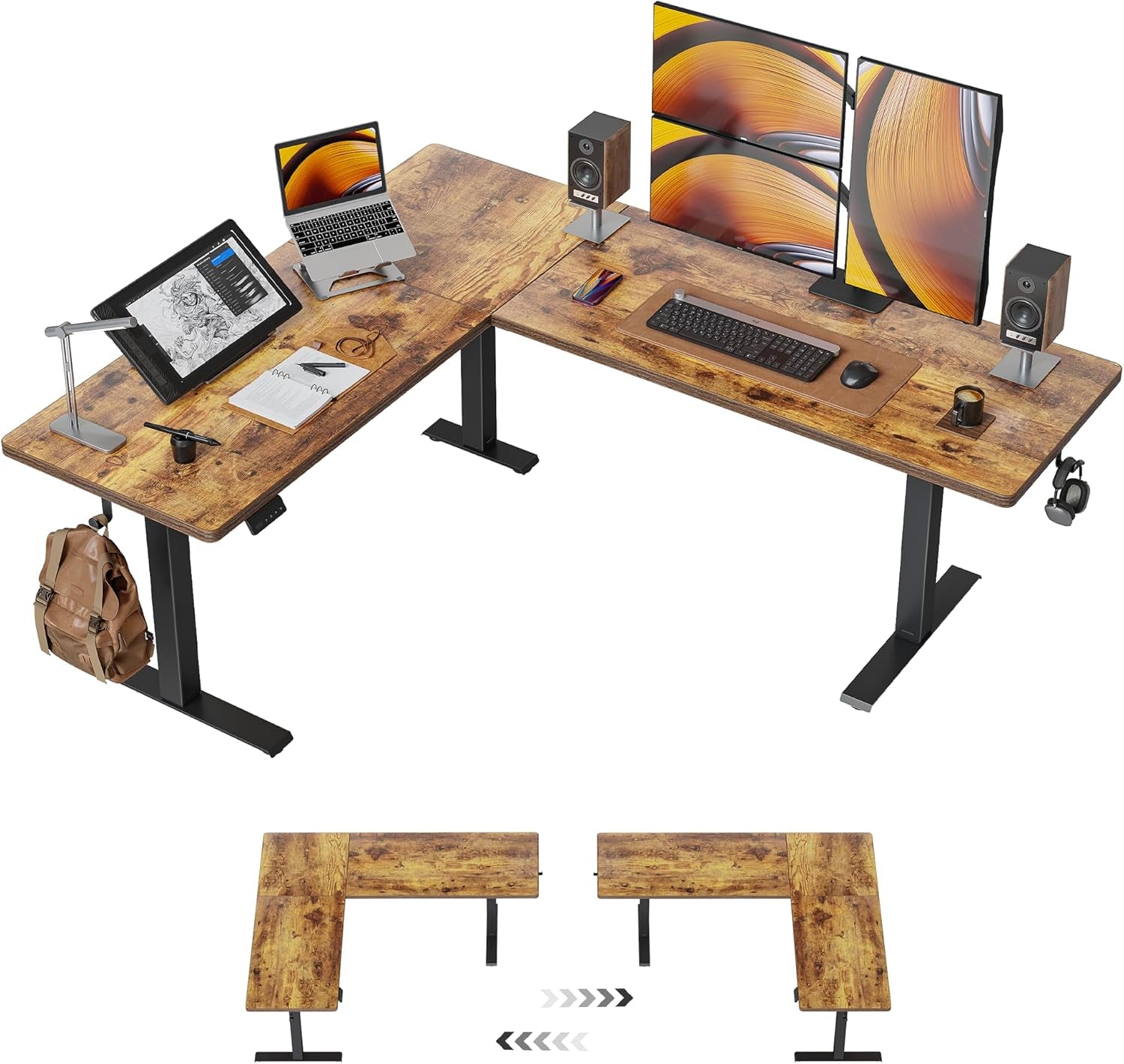 75 Inch L Shaped Standing Desk Electric Height Adjustable
