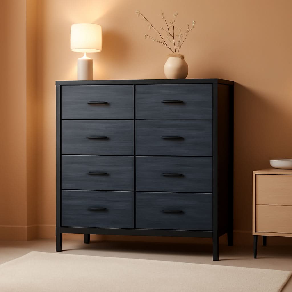 8 Drawer Fabric Storage Tower With Wooden Top For Home